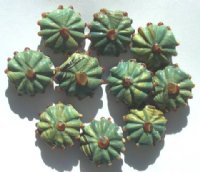 10 20x9mm Green and Yellow Lampwork Flowers